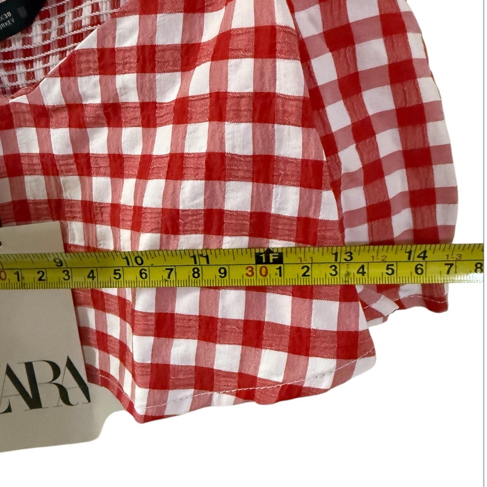 Zara Red Gingham Ruffle Crop Top - Picture 8 of 11
